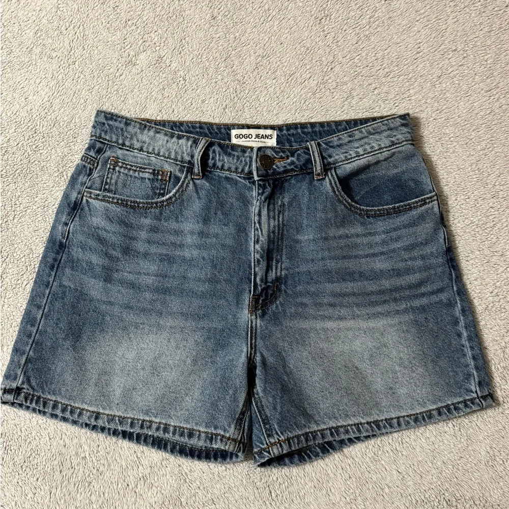 GOGO High Waist Blue Denim Shorts - Picture 1 of 9